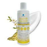 Dr. Robaina sulfur shampoo bottle close-up highlighting color-safe formula.