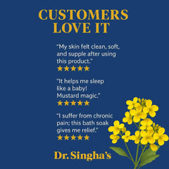 Dr. Singha's Mustard Bath ingredients: organic mustard powder and essential oils.