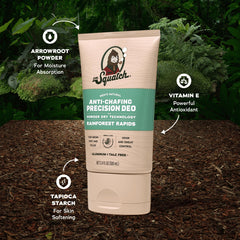 Dr. Squatch arrowroot and tapioca starch ingredients support moisture absorption.