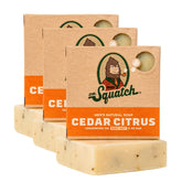Dr. Squatch Cedar Citrus soap close-up with creamy lather for daily cleansing