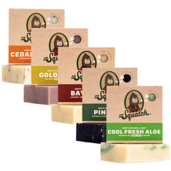 Dr. Squatch Cool Fresh Aloe bar image shows refreshing lather for daily cleansing.