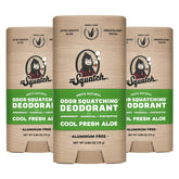Dr. Squatch Cool Fresh Aloe deodorant bottle shows aluminum-free protection for daily wear