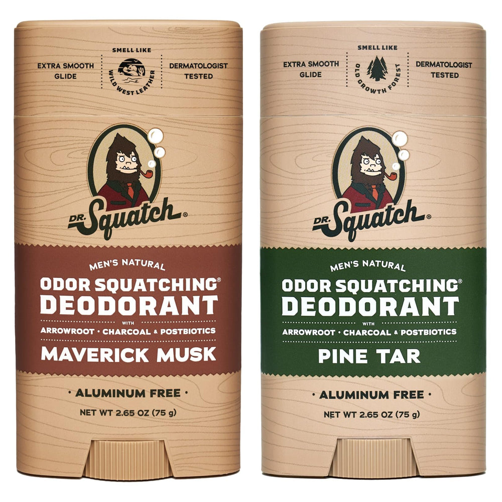 Dr. Squatch Maverick Musk deodorant bottle offers natural odor protection
