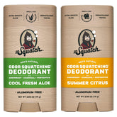 Dr. Squatch Summer Citrus deodorant bottle close-up showing long-lasting odor protection