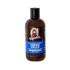 Dr. Squatch Fresh Falls Shampoo bottle demonstrates a natural cleanse for a refreshed scalp.