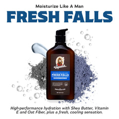 Dr. Squatch lotion bottle dispense showing quick-absorb, non-greasy hydration.