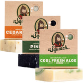 Dr. Squatch Pine Tar bar soap with rugged pine scent for a refreshing cleanse.