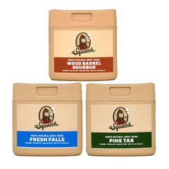 Dr. Squatch Pine Tar body wash bottle with bold label for all-day moisture.