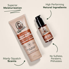 Dr. Squatch post-shave moisturizer being poured for soothing hydration