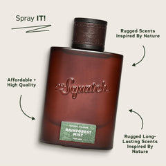 Dr. Squatch Rainforest Mist sprayer application shows easy, even fragrance distribution.