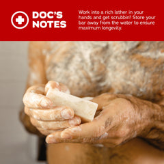 Bar lather and texture shown for a masculine cleansing ritual.
