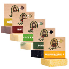 Dr. Squatch Summer Citrus bar soap close-up for a refreshing morning cleanse.