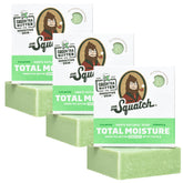 Dr. Squatch Total Moisture Bar Soap Green Tea Butter 3-pack on a clean bathroom surface