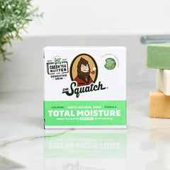Dr. Squatch Total Moisture Bar Soap unscented bar in package with no added fragrance