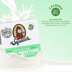 Dr. Squatch Total Moisture Bar Soap shea-butter focus supports soft, hydrated skin.