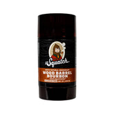 Dr. Squatch wood barrel bourbon deodorant stick close-up for long-lasting odor control