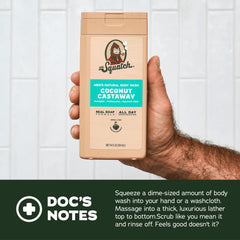 Dr. Squatch Wood Barrel Bourbon foam drops illustrate lasting lather.