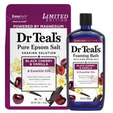 Dr Teal's Black Cherry & Vanilla Bath Set packaging signals a limited edition relaxation kit.