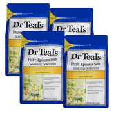 Dr Teal's Comfort Calm gift-set packaging shows four 3lb bags for at-home spa ritual