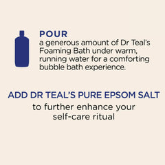 Dr Teal's Cozy Vanilla Season soak pour demonstrates easy dosage for a comforting soak.