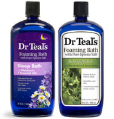 Dr Teal's foaming bath eucalyptus spearmint bottle delivering refreshing spa-like relaxation