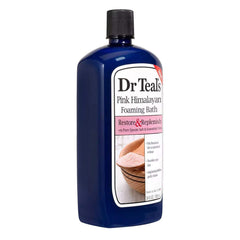 Dr Teal's Pink Himalayan Salt foaming bath pouring a luxurious soft lather in tub.