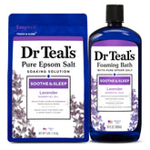 Dr Teal's lavender salt soak bag shown for a calming, easy bath routine.
