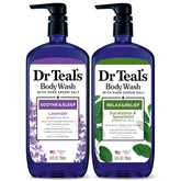 Dr Teal's pack of 2 display highlights the lavender and eucalyptus duo for a calming routine.