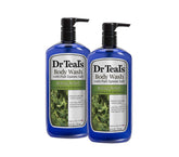 Dr Teal's Relax & Relief bottle front with eucalyptus and spearmint for spa-like refreshing cleanse.