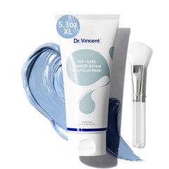 Dr Vincent Deep Cleansing Blue Clay Mask face closeup highlights gentle exfoliation for smoother skin