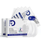 Dr Vincent peptide under-eye patches packaging highlights renewal formula for hydration.