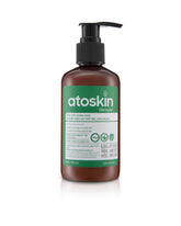dr.atoskin Atoskin Shampoo bottle closeup highlights calming formula for seborrheic dermatitis.