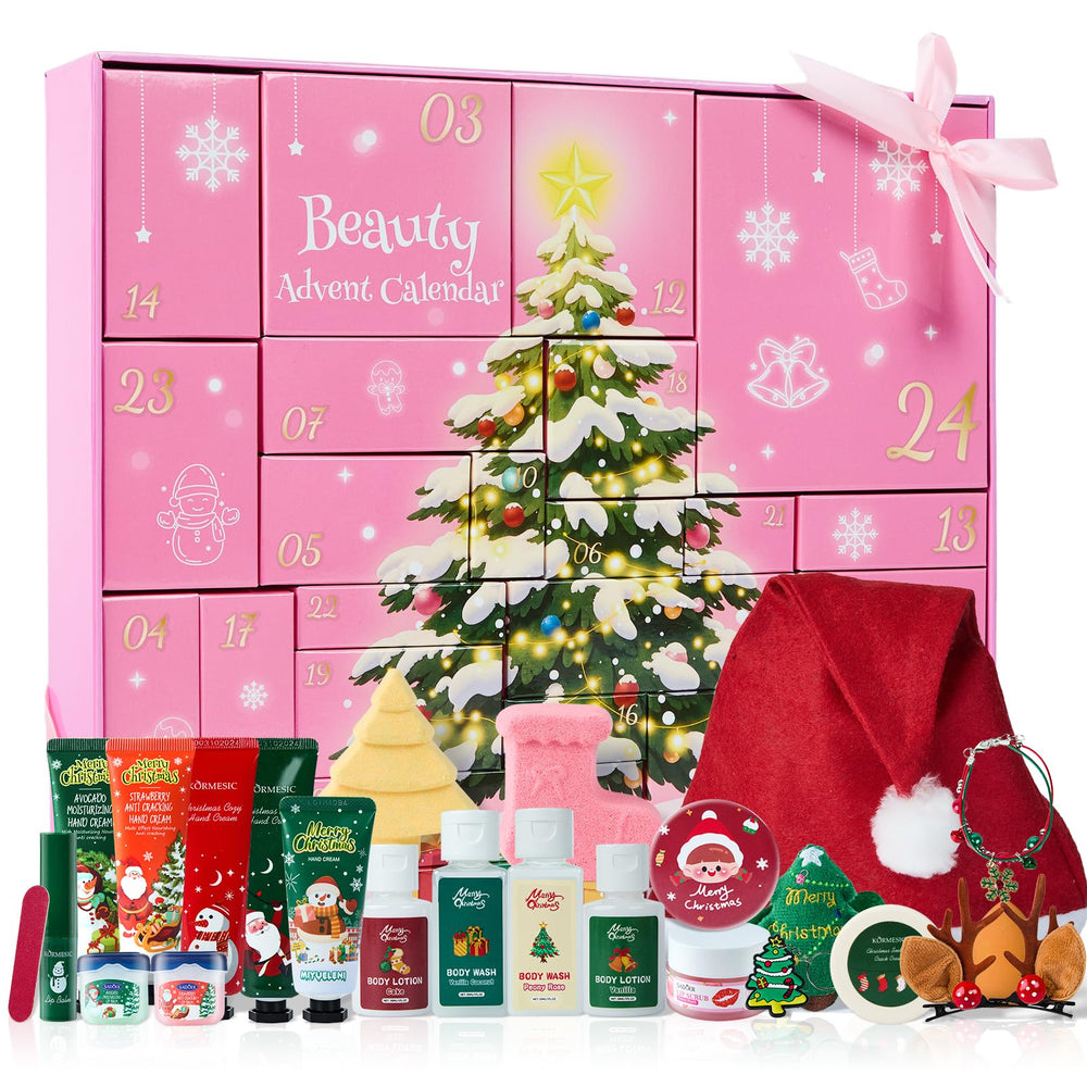 DRAWFAR Advent Calendar 2025 cover with festive pink accents for holiday skincare surprises.