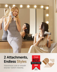 DREAME Pocket Hair Dryer with styling attachments for frizz control and curls.