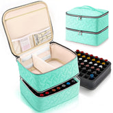 DreamGenius Nail Polish Organizer Case front view in green for on-the-go organization.
