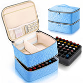 DreamGenius Nail Polish Organizer Case front view showcases light-blue portable storage.