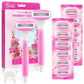 DreamGenius pink razor with two non-slip handles for secure, comfortable shaving.