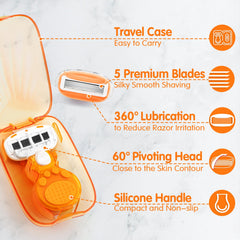 DreamGenius travel-razor-swivel-head-60-deg highlights 60-degree pivot for curves.