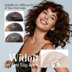 Dreamlover wig grip cap velvet band close-up highlights non-slip grip and gentle fabric for sensitive scalps