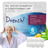 Drench Shampoo Caps No Rinse packaging shown for bedside care.