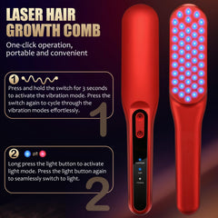 DREWALA Laser Hair Growth Comb angled-detail highlighting bristles and red light integration.
