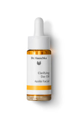 Dr Hauschka Clarifying Day Oil bottle shows lightweight fast-absorbing formula for balanced skin