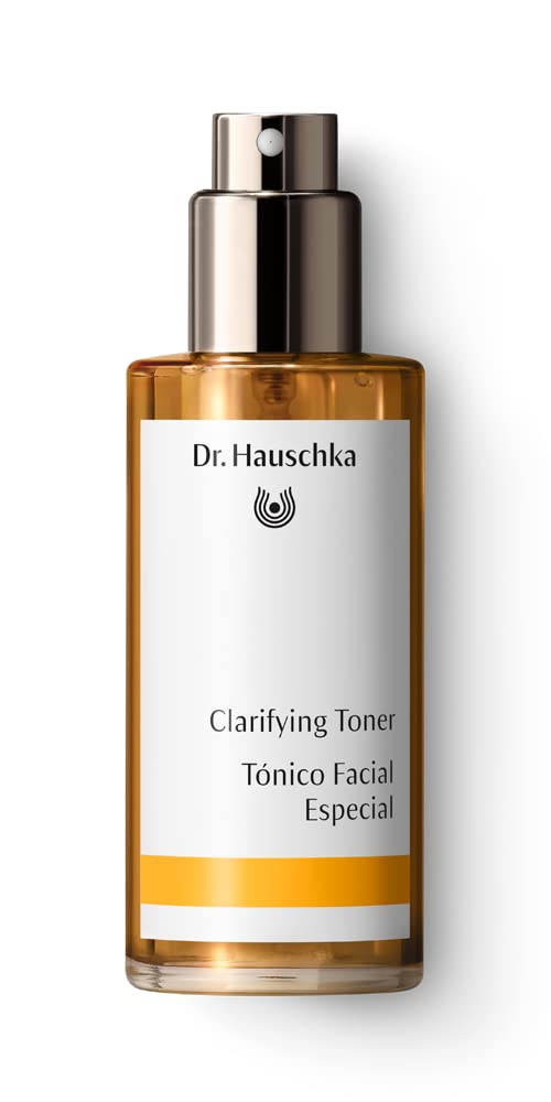 Dr. Hauschka Clarifying Toner bottle closeup for balanced skin after cleansing.