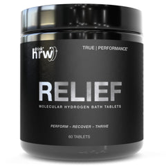 DRINK HRW RELIEF bath tablet packaging, convenient recovery solution.