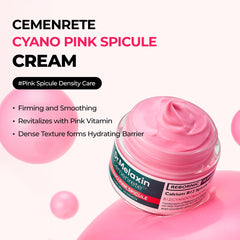 Dr.Melaxin Cemenrete Pink Spicule Cream applied around the eye area for gentle care.