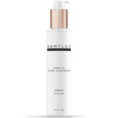 DRMTLGY Acne Cleanser bottle pour demonstrates oil-control for clearer skin