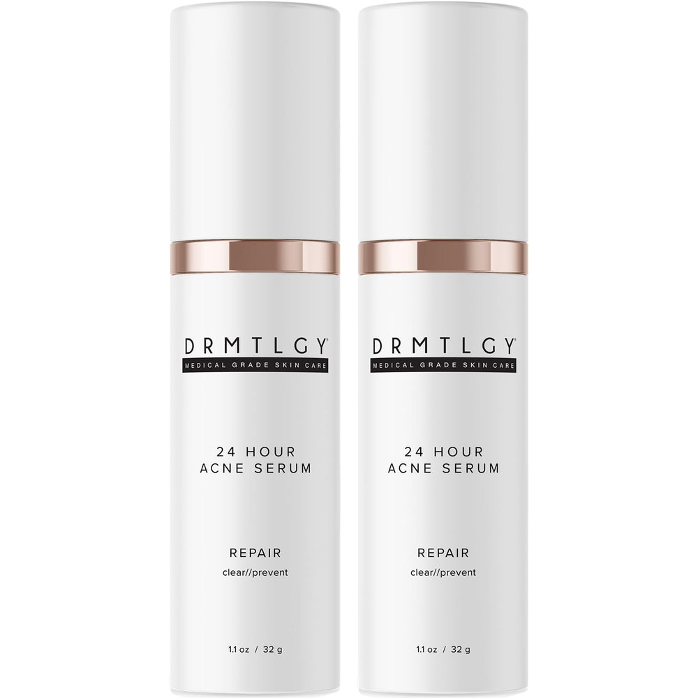DRMTLGY acne-spot-treatment-bottle targets blemishes quickly for on-the-go care.