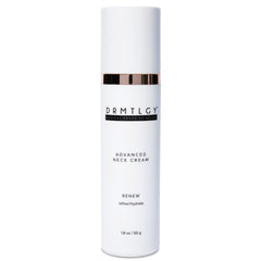 DRMTLGY Advanced Neck Firming Cream tube closeup showing silky hydration for the neck