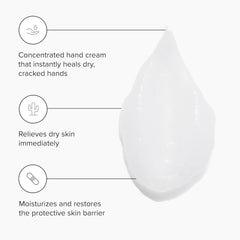 DRMTLGY crema de manos, aplicación limpia sin residuo grasoso.