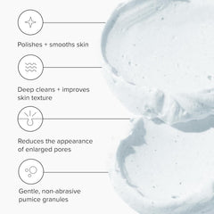 DRMTLGY microdermabrasion scrub jar illustrates at-home exfoliation for refined texture.